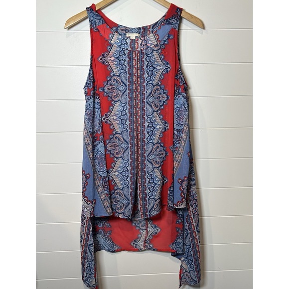 Cato Hanky Hem Top Patriotic Red White And Blue Paisley Women's Large - Picture 1 of 7